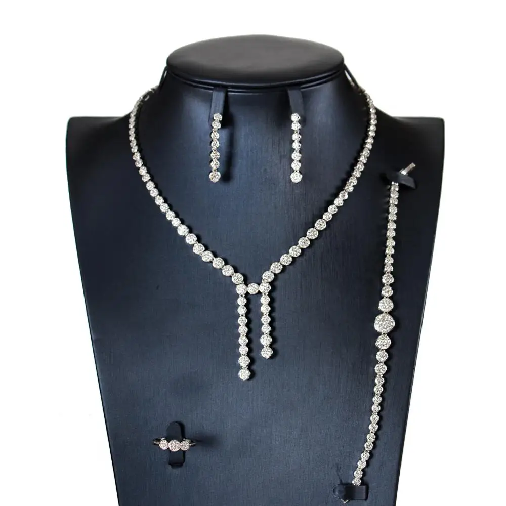 

LAN PALACE 2019 new contracte 3A cubic zirconia Necklace/Earrings/Ring/Bracelet 4PCS jewellery sets for Daily wear free shipping
