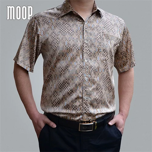 Американский стиль, 5 цветов, мужские летние шелковые деловые рубашки с коротким рукавом, рубашка с принтом, chemise homm camiseta masculina LT1452 - Цвет: Color 6