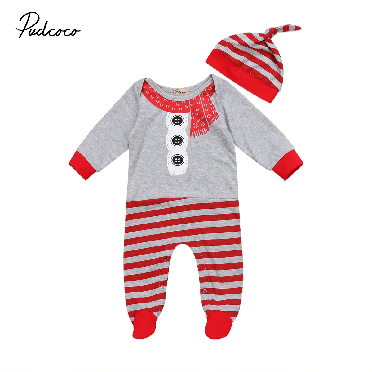 Baby Christmas Clothing Baby Boy Girl Xmas Santa Long sleeve Jumpsuit One-piece Romper Baby Cotton Outfits Clothes 0-1Y