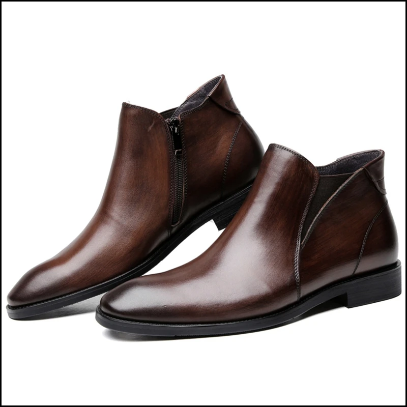 Высокое качество мужские высокие Челси Goodyear обувь из натуральной кожи с круглым носком ручной работы мужские martin для верховой езды