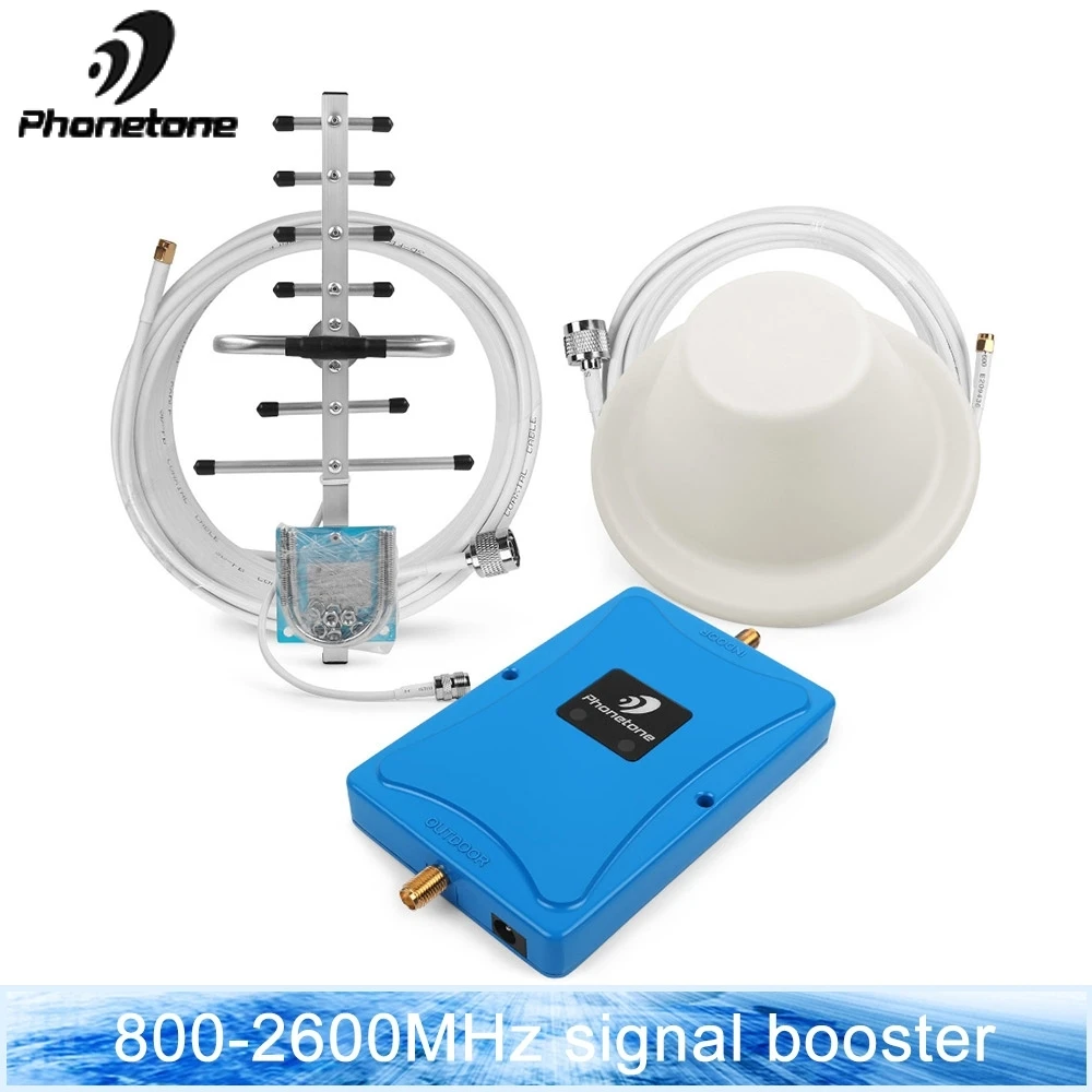 

4G Amplifier LTE Band 20 800MHz Band 7 2600MHz 70dB Mobile Phone Signal Booster Europe Cellular Repeater Fullset for Voice Data