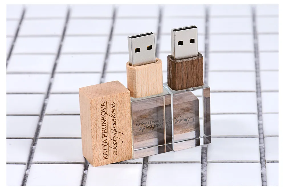 JASTER 10 PCS FREE LOGO Stylish wooden crystal creative USB flash drive 4GB 8GB 16GB 32GB 64GB Photography Memory storage U disk