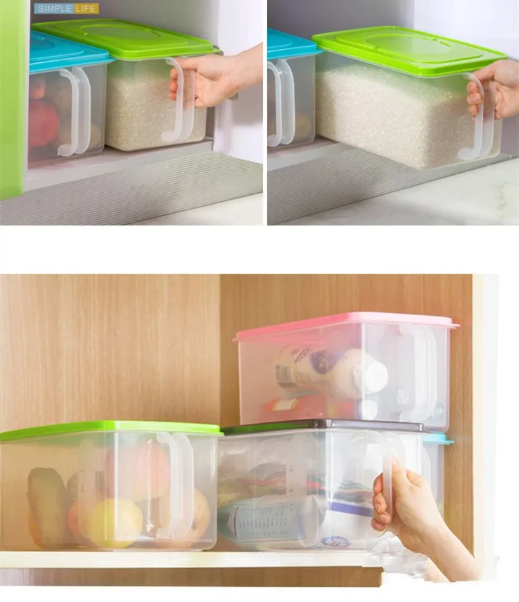 Kitchen Container Stackable Storage Box With Handles Rice Holder Box Refrigerator Cabinets Covered Storage Box Rice Bucket HE131 (8)