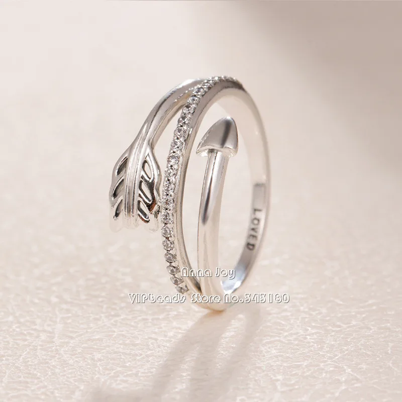 

2019 Valentines Day 925 Sterling Silver Sparkling Arrow Ring With Clear CZ Rings Women Fine Jewelry