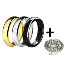 The Hobbit Jewelry ring rings with chain Titanium Steel 3Colors Gold/Silver/Black Factory Direct Sale