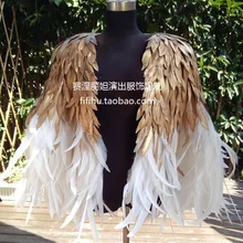 Золотая и белая натуральная накидка с перьями на заказ для сценической фотосъемки ювелирных изделий на заказ