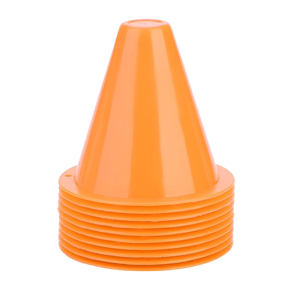 10Pcs Plastic Training Cones Sport Marking Cups Soccer Basketball Skate Marker Outdoor Activity Supplies - Цвет: Orange