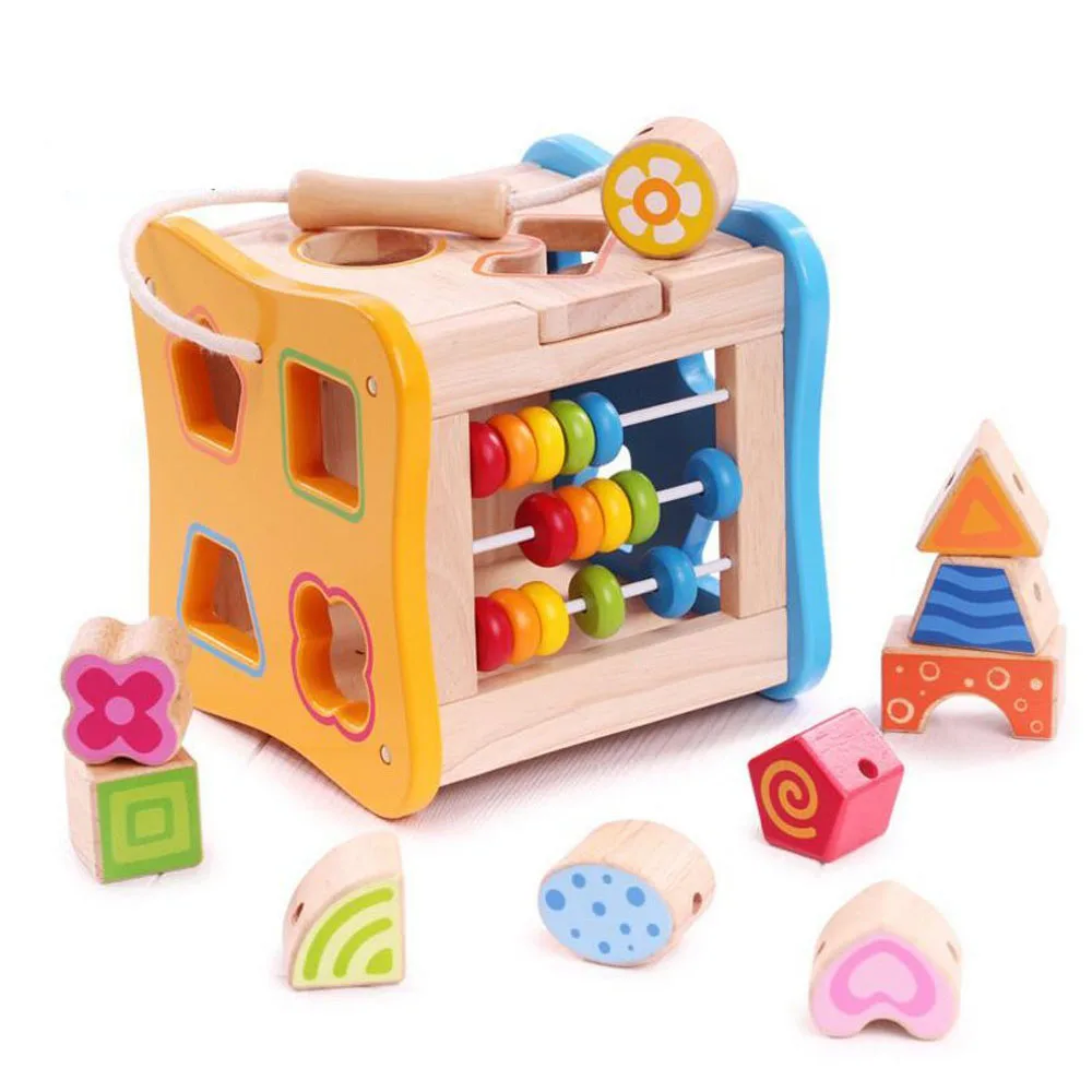 

rolimate Wooden Toddlers Educational Toys Shapes Sorter Activity Centers Matching Blocks Games for Kids