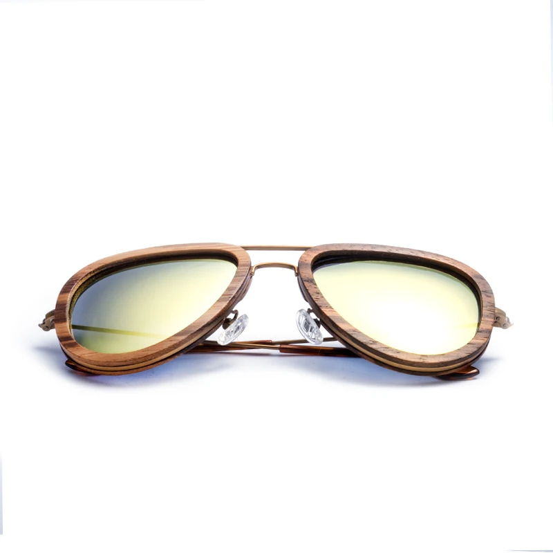 Qualität Strahlung Schutz Holz Form Hohe Für Gold Sonnenbrille Frauen Runde Polarisierte ZEd1HqW