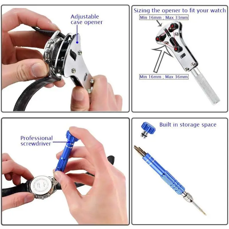 144 шт. набор инструментов для профессиональных часов, чехол для открывания, набор инструментов, инструменты для ремонта часов, ручной инструмент для удаления, набор для ремонта, запчасти