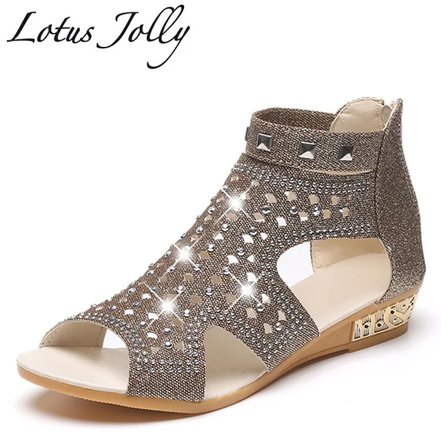 2018 Women Sandals Bling Summer Slippers Slides Women Shoes Platform wedges Sandalia Mujer Rivet Gladiator Sandals Dropshipping