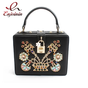 

Luxury Fashion Pu Leather Flowers Diamond Lock Women's Party Purse Shoulder Bag Handbag Female Crossbody Messenger Bag Pouch