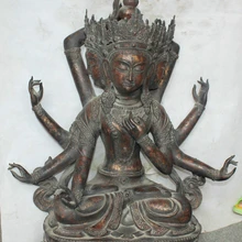 USPS в США S2345 3" Старый Тибет Бронза 3 Головы 8 Руки Namgyalma и Ushnishavijaya Статуя Будды