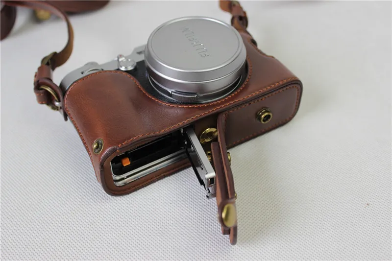 Bolsa para Fujifilm Protetora com Alça Caixa de Bateria da Bateria Recentes Leather Câmera Case Fuji X100f Bolsa Min Aberto Projeto pu - Image 3