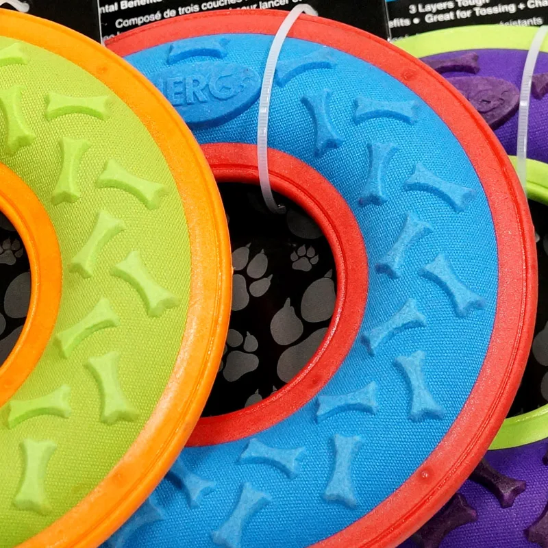 CAITEC Dog Toys Squeaky Flying Ring Durable Fit for Outdoor Throwing Suitable for Medium to Large Dogs