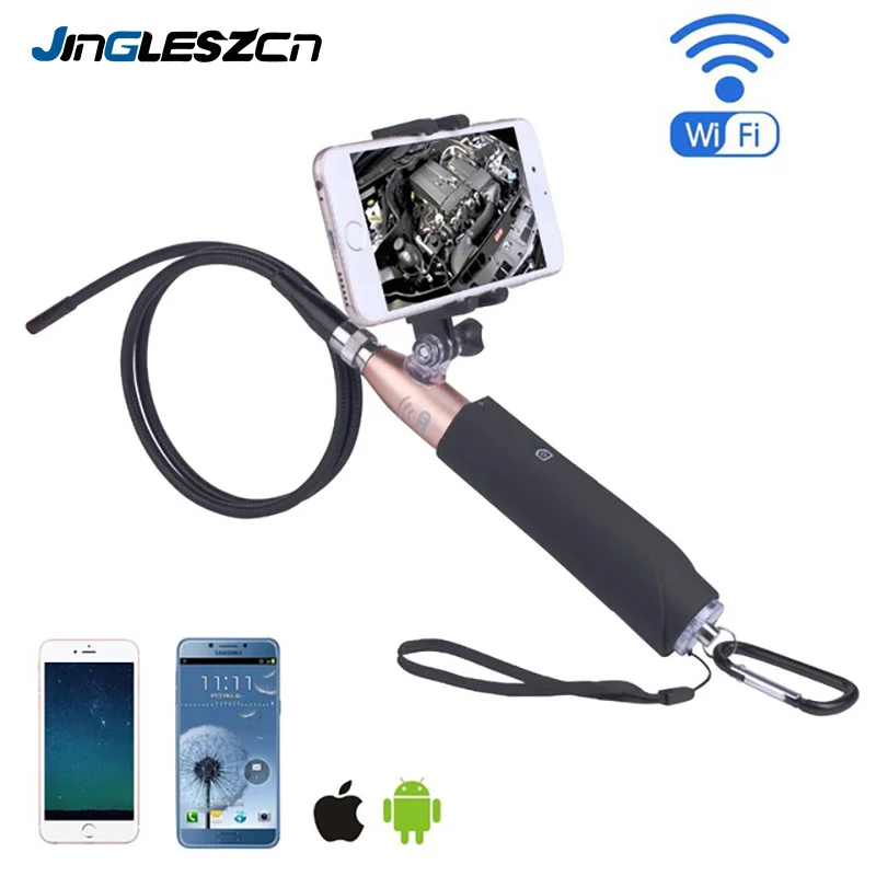 Handheld Wifi Endoscope Camera 8mm Wireless Wifi Borescope Hard Cable Snake Industrial Endoscope