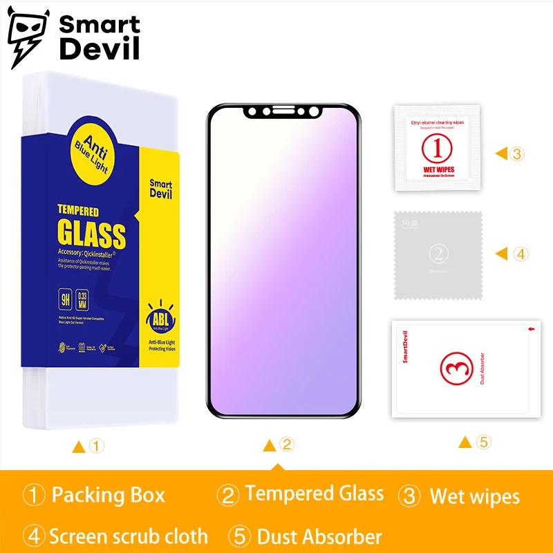 Защитная пленка для экрана SmartDevil 3D 9H iphone X с полным покрытием из закаленного