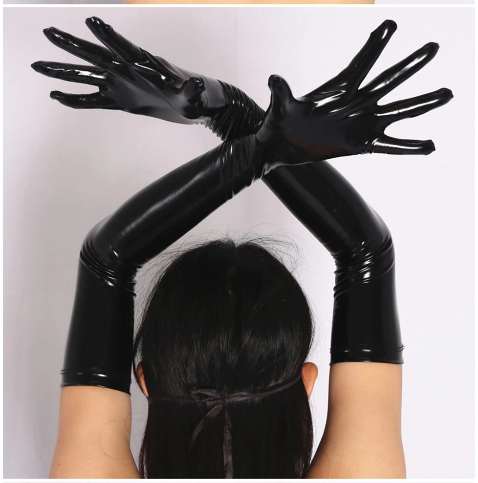 Sexy Faux Leather Shiny Long Latex Glove Punk Gloves Sexy Hip pop Jazz