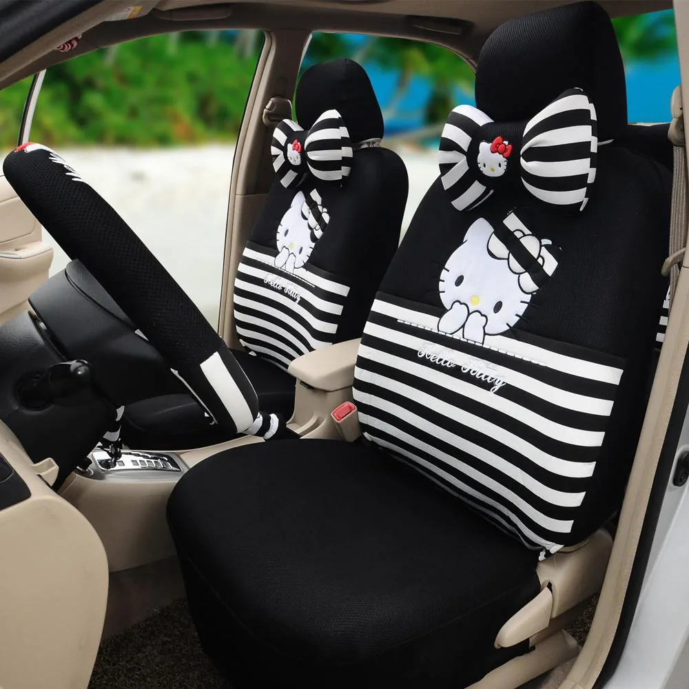hello kitty 18pcs black universal car seat cushion car seat covers ice