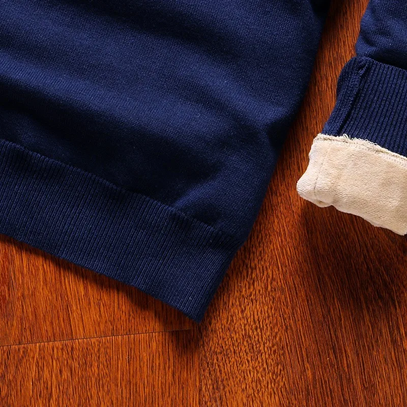 Varsanol 100% Cotton Pullovers Sweater Men Thick V-neck Coat Winter Casual Long Sleeve Sweaters Fit Knitting Solid Clothing New