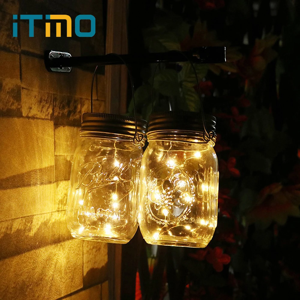 

ITimo Jar Insert Light Strings Copper Wire Outdoor Lighting 10 LEDs Solar Battery Operated Garland Home Garden Party Decor Lamps