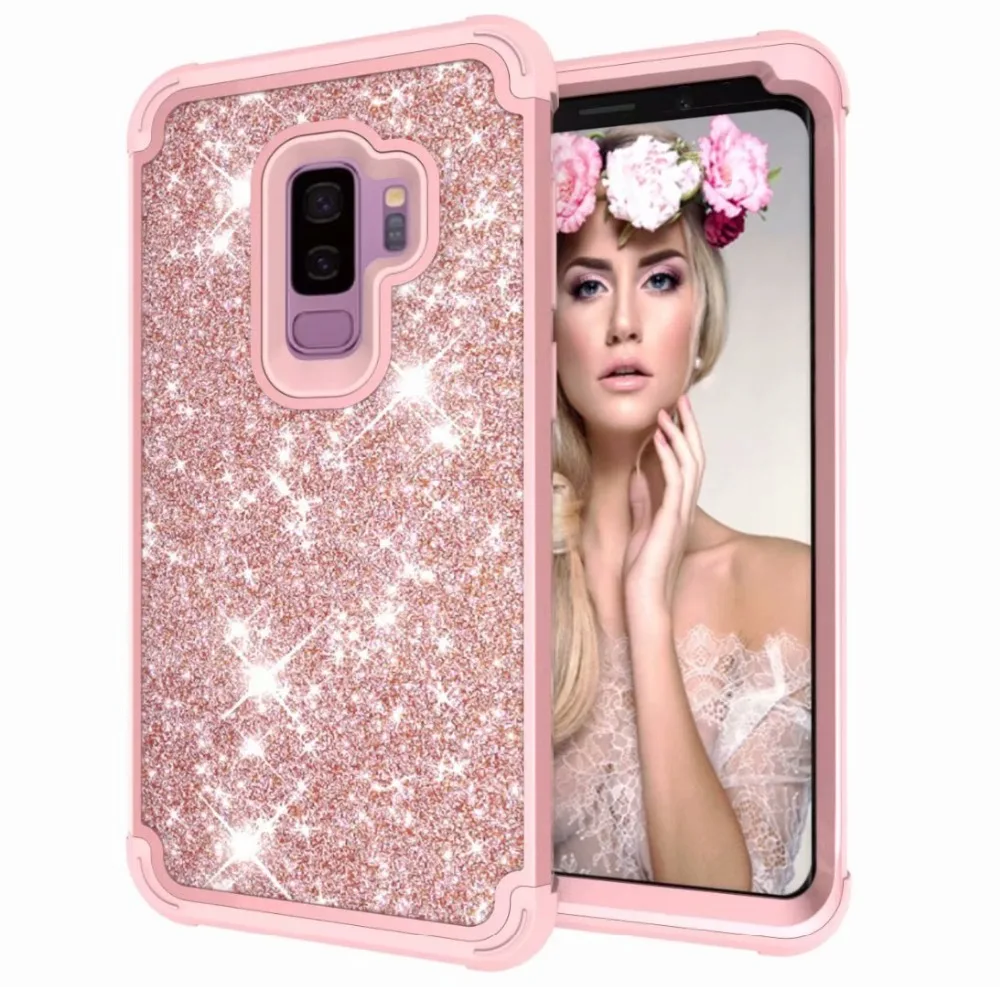 

For Samsung Galaxy S9 Plus S9 Cover UYFRATE 3in1 Hybrid Glitter Bing Silicone Full Protective Case Funda For Samsung Galaxy S9