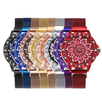 

360 Degree Rotation Women Watch Mesh Magnet Starry Sky Ladies Watch Luxury Fashion Geometric Quartz Relax Watch Relogio Feminino