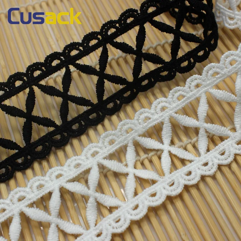 

3 meters 3.0 cm Width White Black Lace Trims Applique Polyester/Cotton Costume Trimmings Home Textiles Sewing Lace Fabric