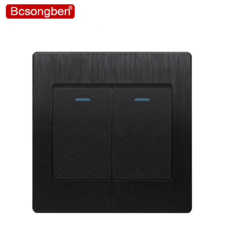

Bcsongben Luxurious Switch Interrupteur black Push Buttons light switch 2 Gang 2 Way Wall switch Black wire drawing process