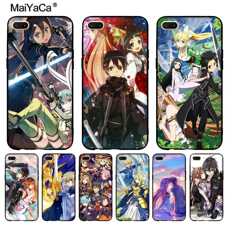 Черный чехол для телефона из ТПУ MaiYaCa Sword Art Online SAO Anime Manga OPPO R9s R11 R9 R15 vivo X9sPLUS