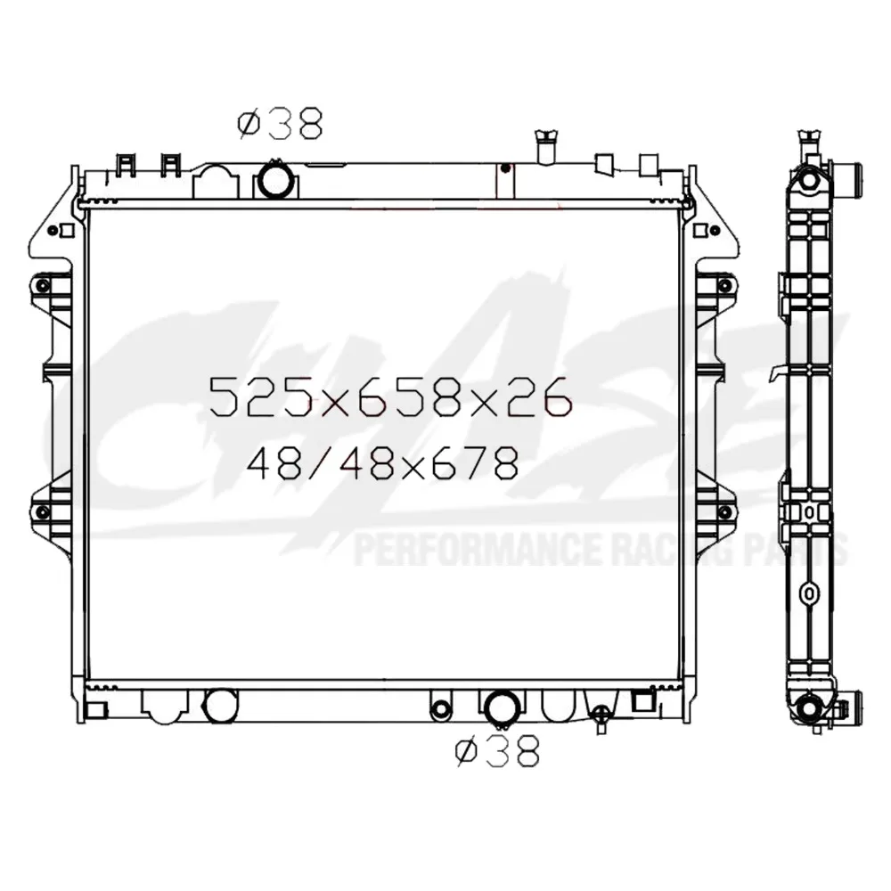 Алюминиевый радиатор для TOYOTA INN0VA HILUX KUN дизель 2005- ч/DUTY MT 40 мм OEM: 16400-0L160/16400-0l140