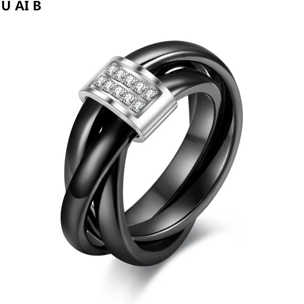 white black ceramic rings for women personalized ceramic fine stone