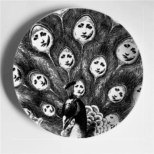 Винтажные фарфоровые декоративные тарелки Fornasetti, настенная тарелка для подвешивания, коллекционная тарелка для тарелок, настольный Настенный декор, лучшие подарки - Цвет: mottled