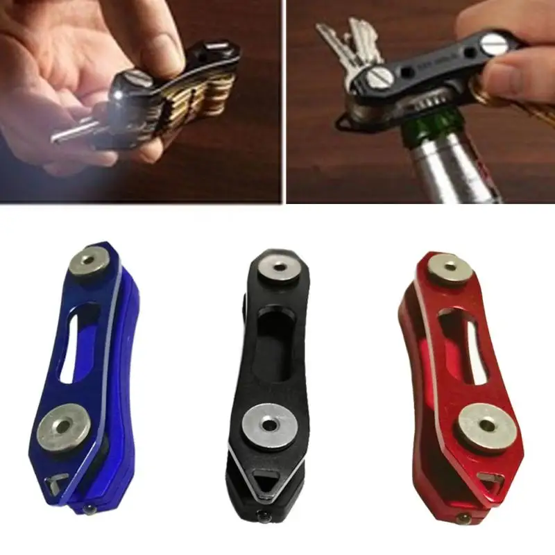 

1PC Functional Pocket Stainless Steel Key Organizer Clip Holder Housekeeper smart Keys Chain with LED Light and Bottle Opener