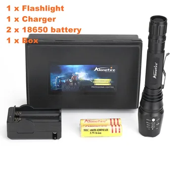 

Alonefire H200 CREE XM-L T6 ZOOM LED High power Hunting Waterproof Zoomable Flashlight Torch light With 2x18650 Battery Charger