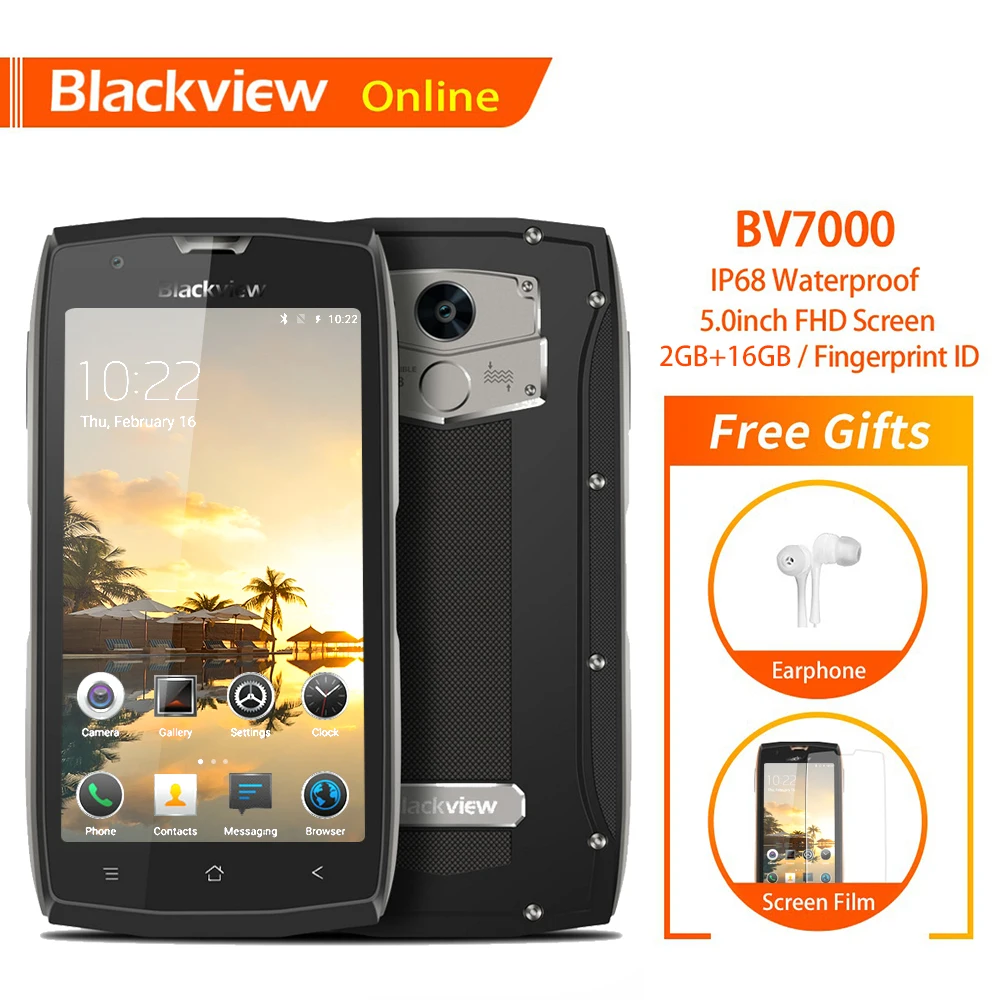 

Blackview BV7000 Original 5.0inch IP68 Waterproof Rugged Smartphone 2GB+16GB NFC Fingerprint Shockproof Dual SIM 4G Mobile Phone