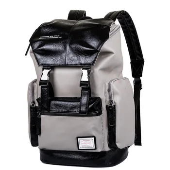 

022519 new hot men leather backpack teenager fashion travel bag school bags