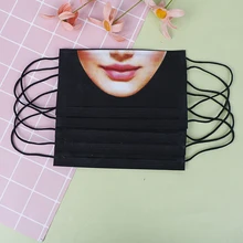 5Pcs Funny Cute 3D Expression Mouth Face Mask Nonwovens Dustproof Mouth Anime Women Face Mouth Mask