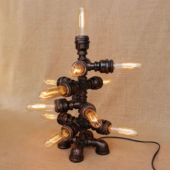 

Art deco black workroom 13 lights table lamp e27 vintage Shine desk light sconce for study bedroom bedside workshop office