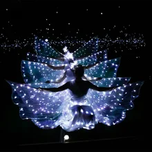 Танец живота Led Isis крылья с регулируемыми аксессуары на палочках реквизит для сцены блестящие белые светодиодные крылья 360 градусов