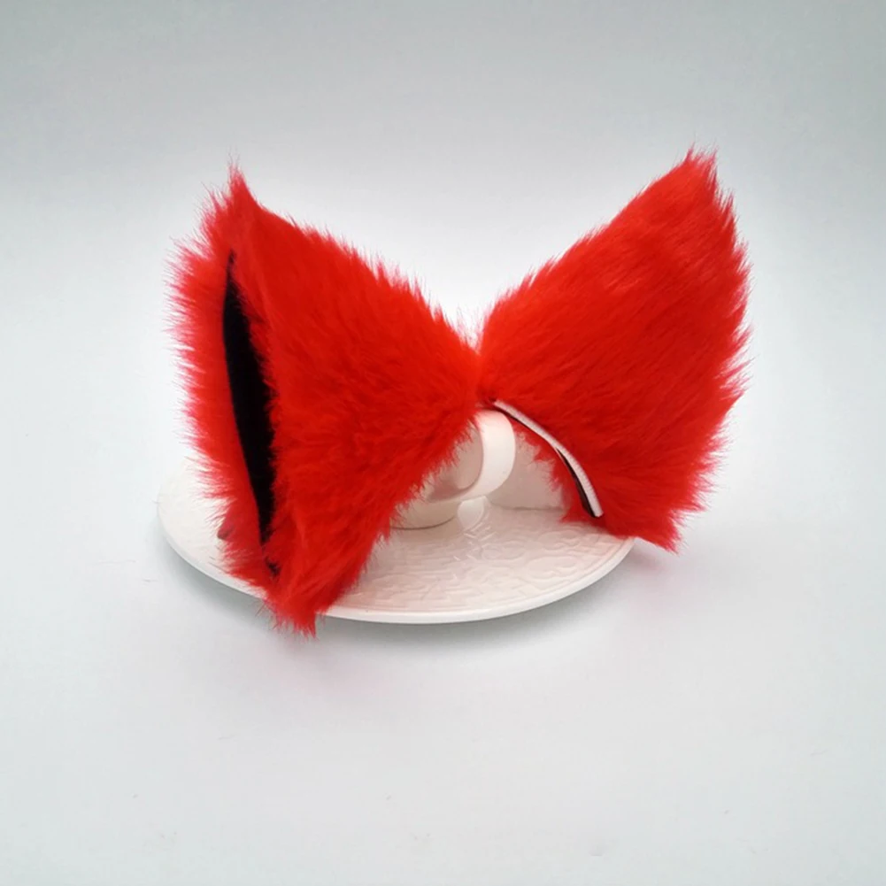 Косплей Аниме Лолита длинные меховые уши лисы зажим для волос вечерние Neko кошачьи ушки платье - Цвет: 5