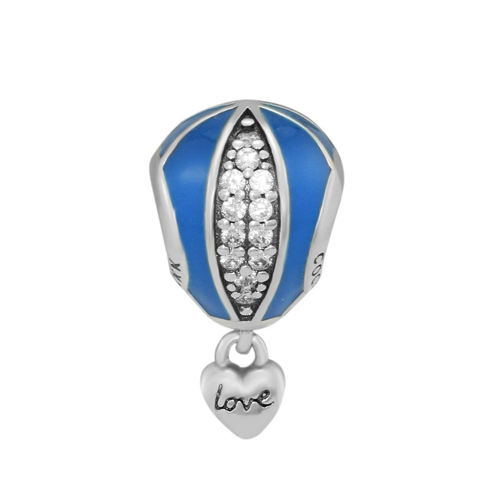 

CKK Real 100% 925 Sterling Silver Hot Air Balloon Dangle Love Heart Bead Charms Fit Original Pandora Bracelet DIY Jewelry