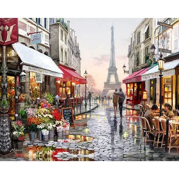 

Painting By Numbers Paris Street DIY Handpainted Canvas Wall Art Picture For Living Room Unique Gift Healthy acrylic paint set