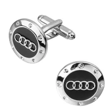 Мода черной эмалью audi круговой логотип запонки мужчины Французские рубашки запонки оптом и в розницу ювелирные изделия