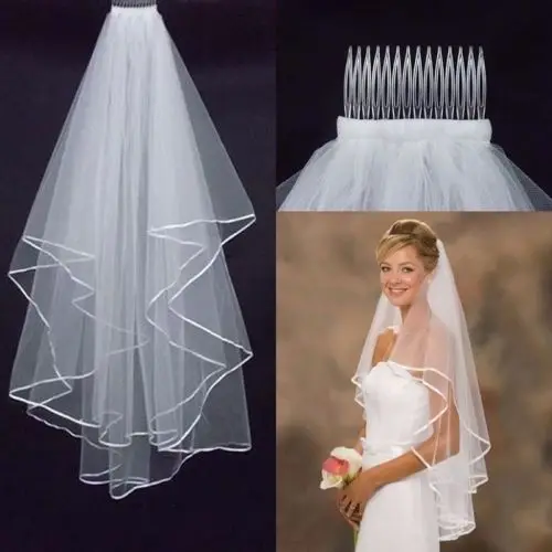 

New Arrival Short Lace Double Layers Tulle Wedding Bridal Veil Bride Wedding Hair Accessory 2019
