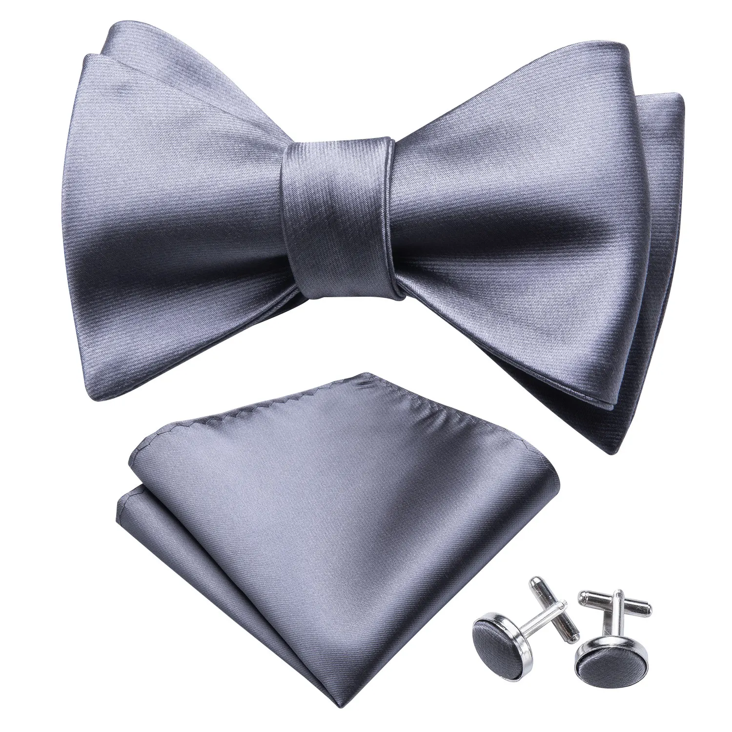 Самостоятельно регулируемый галстук-бабочка для мужчин Шелковый бабочка мужской галстук серый дизайнерский Свадебный Hanky запонки для костюма воротник съемный галстук Барри. WangLH-1025