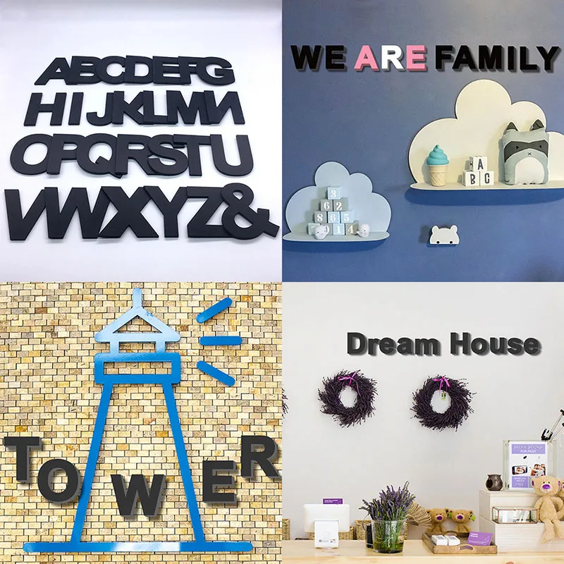 1pc Creative Diy Uppercase Letter Black 26 Letters Wall Stickers Art