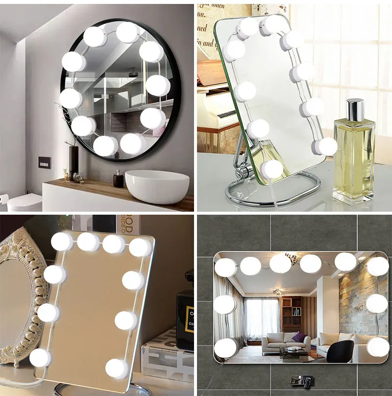 Голливудский стиль туалетный зеркальный светильник с лампочками комплект USB/EU/US зарядный Настольный косметический светильник регулируемый светильник для макияжа с регулируемой яркостью