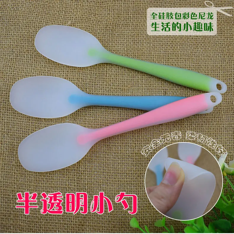 Silicone Kitchenware All-inclusive Handle Non-stick Panspoon Spoon Cake Baking Scraper Spoon Tool