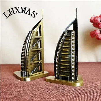 

Hotel Model Figurines Burj Al Arab Statue Handwork Metal Crafts For World Famous Building Home Decoration Gift 2Styles E379